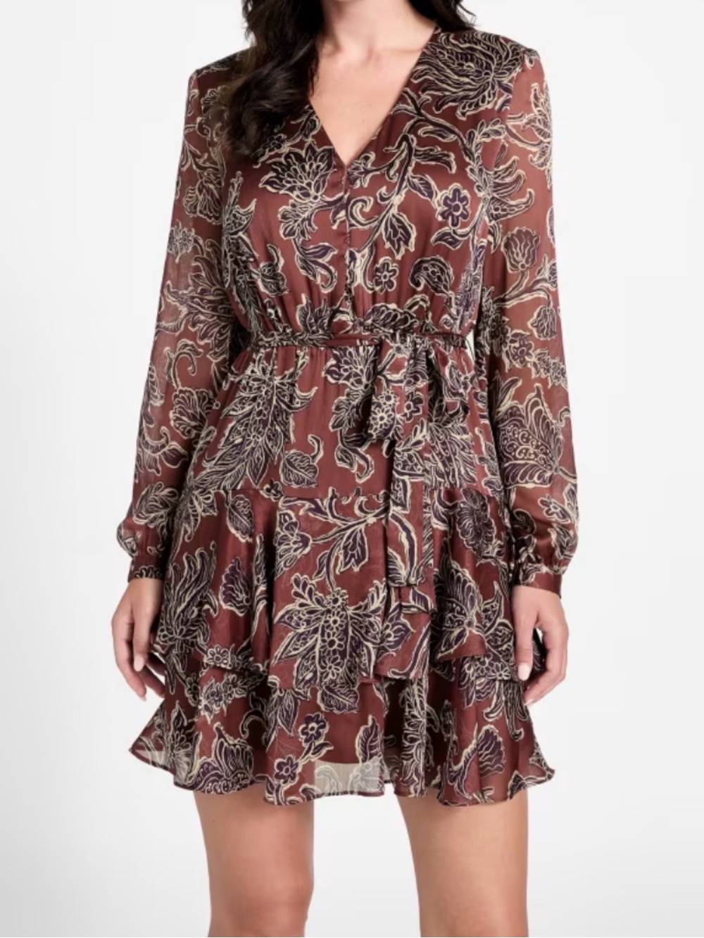GUESS Floral Mini Dress in Burgundy & White NWT